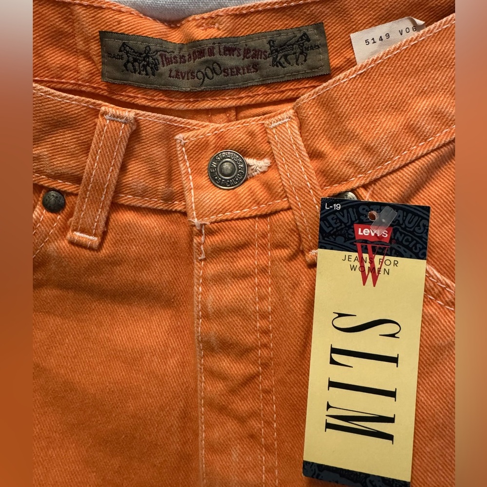 NWT VINTAGE Levi’s 900 Series SLIM Orange Jeans Women’s size 5 Jeans - Picture 5 of 12
